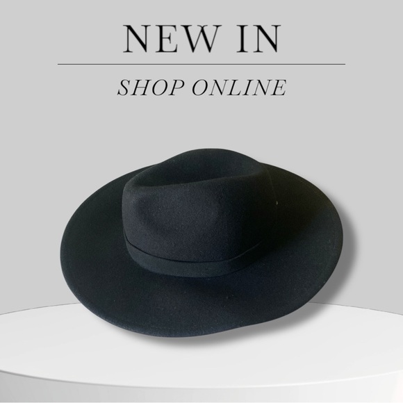 FREE PEOPLE Elegant Black Wool Wide-Brim Fedora Hat One Size Dark Lolita NWOT - Picture 10 of 12